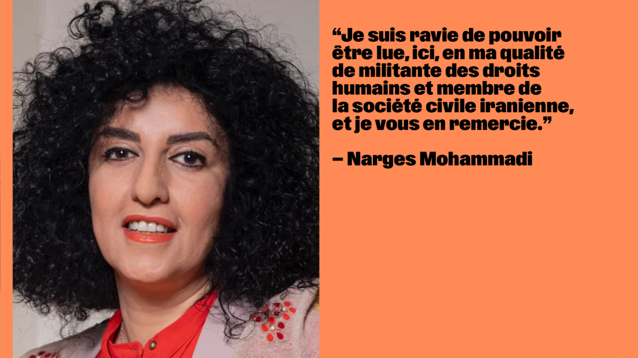 Lettre de Narges Mohammadi à la Gaîté Lyrique